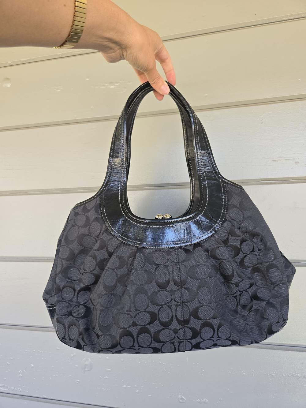 Coach Ergo Signature Pleated Kisslock Purss